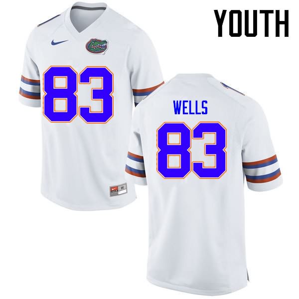 Youth NCAA Florida Gators Rick Wells #83 Stitched Authentic Nike White College Football Jersey SLQ1865OB